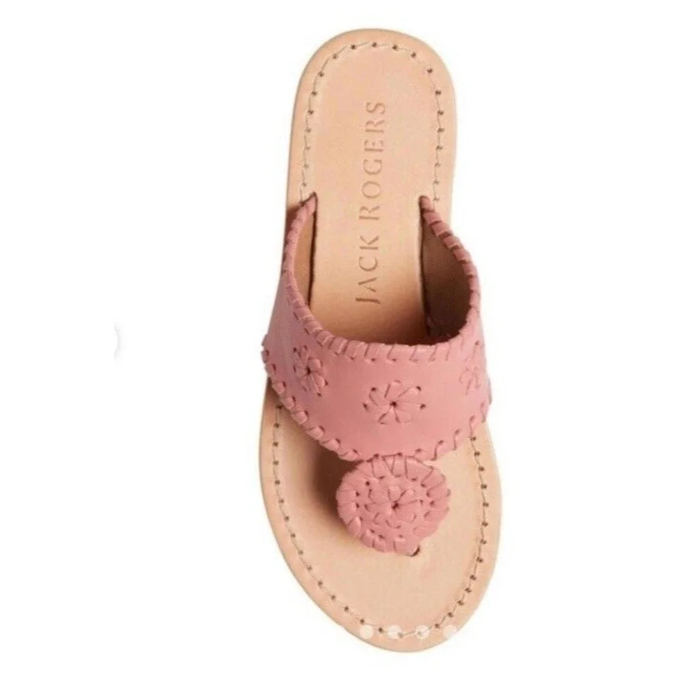 Jack Rogers Big Kids Youth Girls  Sz 4 Jacks Flat Sandal Rose Leather 112202jk01
